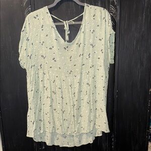 White Birch Cream Tie Front Short Sleeve Blouse